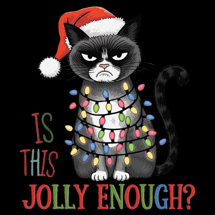 Is This Jolly Enough Xmas Grumpy Christmas Cat Daily Commute Backpack