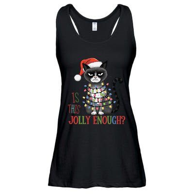 Is This Jolly Enough Xmas Grumpy Christmas Cat Ladies Essential Flowy Tank