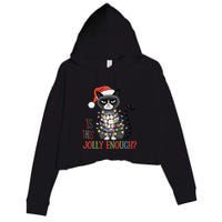 Is This Jolly Enough Xmas Grumpy Christmas Cat Crop Fleece Hoodie