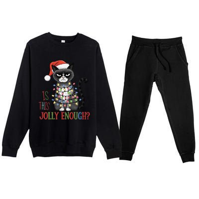 Is This Jolly Enough Xmas Grumpy Christmas Cat Premium Crewneck Sweatsuit Set