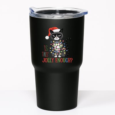 Is This Jolly Enough Xmas Grumpy Christmas Cat Tumbler