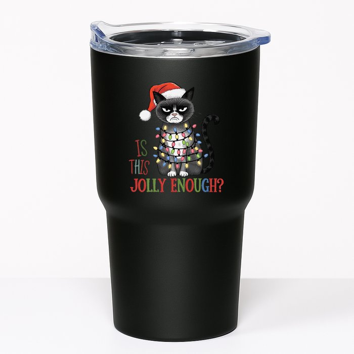 Is This Jolly Enough Xmas Grumpy Christmas Cat Tumbler