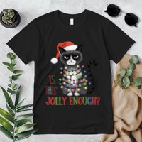Is This Jolly Enough Xmas Grumpy Christmas Cat Premium T-Shirt
