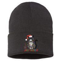 Is This Jolly Enough Xmas Grumpy Christmas Cat Sustainable Knit Beanie