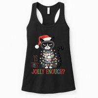 Is This Jolly Enough Xmas Grumpy Christmas Cat Womens Tank Top