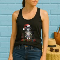 Is This Jolly Enough Xmas Grumpy Christmas Cat Womens Tank Top