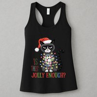 Is This Jolly Enough Xmas Grumpy Christmas Cat Womens Tank Top