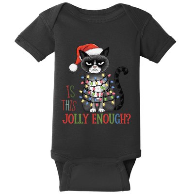 Is This Jolly Enough Xmas Grumpy Christmas Cat Baby Bodysuit