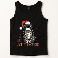 Is This Jolly Enough Xmas Grumpy Christmas Cat Tank Top
