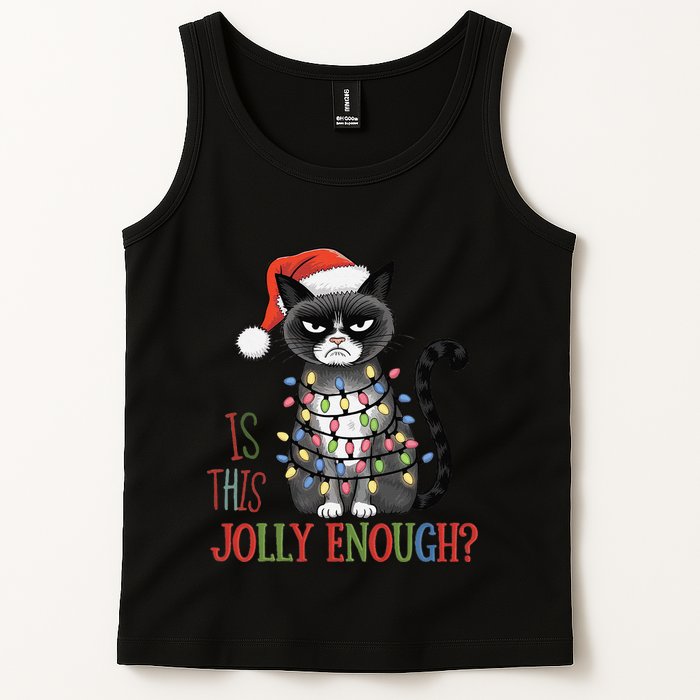 Is This Jolly Enough Xmas Grumpy Christmas Cat Tank Top