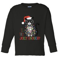 Is This Jolly Enough Xmas Grumpy Christmas Cat Toddler Long Sleeve Shirt
