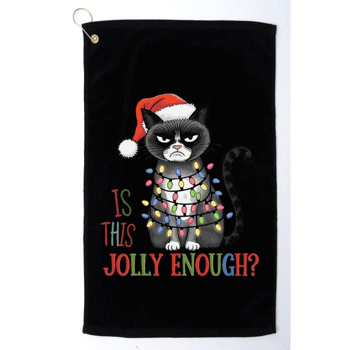 Is This Jolly Enough Xmas Grumpy Christmas Cat Golf Towel