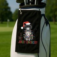 Is This Jolly Enough Xmas Grumpy Christmas Cat Golf Towel