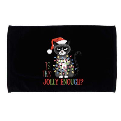 Is This Jolly Enough Xmas Grumpy Christmas Cat Microfiber Hand Towel