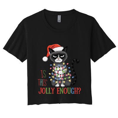 Is This Jolly Enough Xmas Grumpy Christmas Cat Crop Top