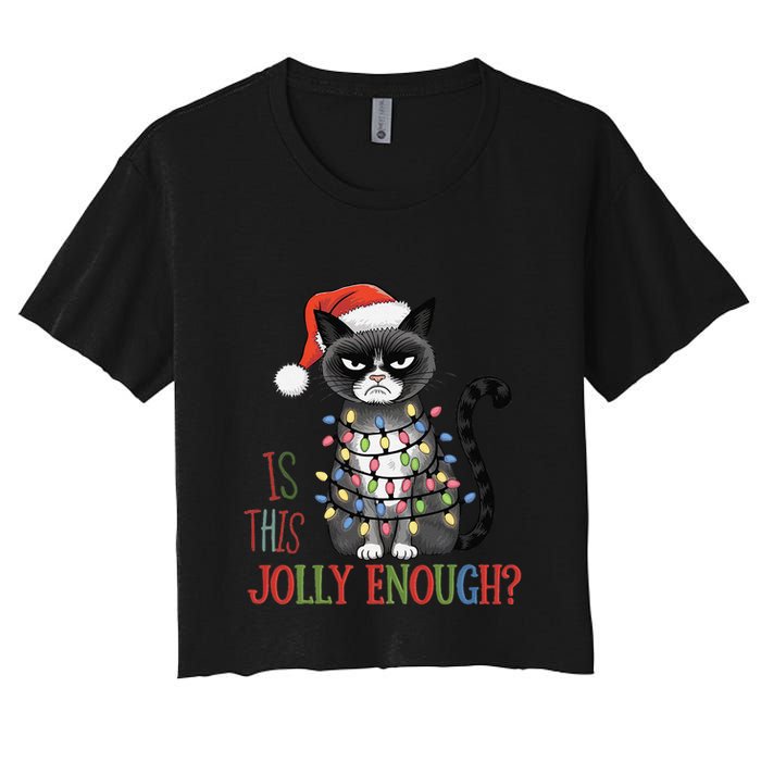 Is This Jolly Enough Xmas Grumpy Christmas Cat Crop Top