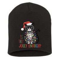 Is This Jolly Enough Xmas Grumpy Christmas Cat Short Acrylic Beanie