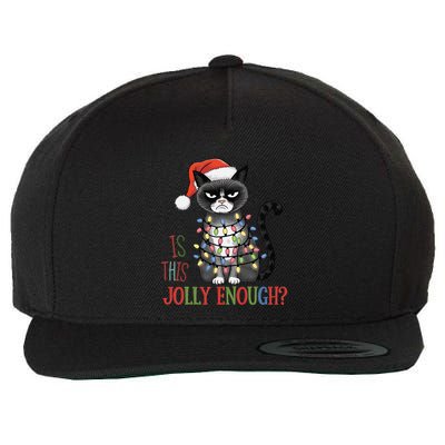 Is This Jolly Enough Xmas Grumpy Christmas Cat Wool Snapback Cap