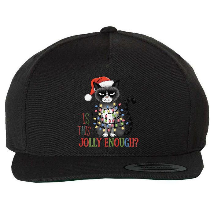 Is This Jolly Enough Xmas Grumpy Christmas Cat Wool Snapback Cap