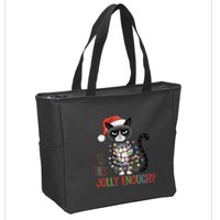 Is This Jolly Enough Xmas Grumpy Christmas Cat Zip Tote Bag