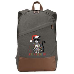 Is This Jolly Enough Xmas Grumpy Christmas Cat Cotton Canvas Backpack