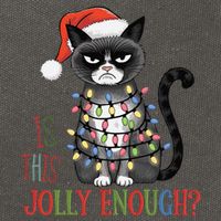 Is This Jolly Enough Xmas Grumpy Christmas Cat Cotton Canvas Backpack