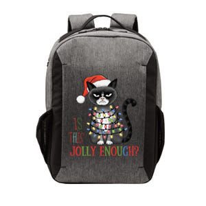 Is This Jolly Enough Xmas Grumpy Christmas Cat Vector Backpack