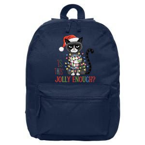 Is This Jolly Enough Xmas Grumpy Christmas Cat 16 in Basic Backpack