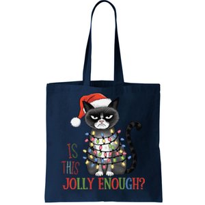 Is This Jolly Enough Xmas Grumpy Christmas Cat Tote Bag