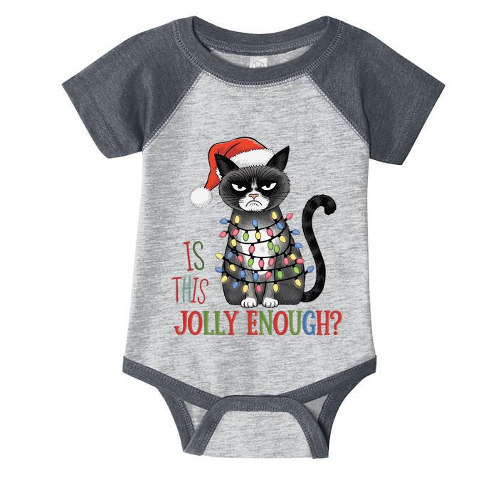 Is This Jolly Enough Xmas Grumpy Christmas Cat Infant Baby Jersey Bodysuit