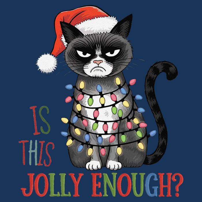 Is This Jolly Enough Xmas Grumpy Christmas Cat Infant Baby Jersey Bodysuit