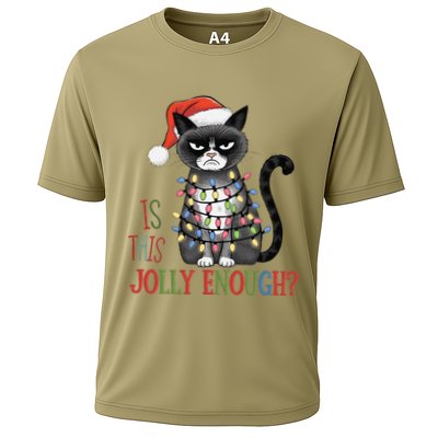 Is This Jolly Enough Xmas Grumpy Christmas Cat Cooling Performance Crew T-Shirt