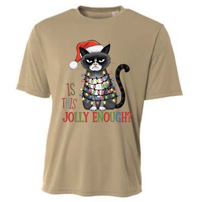 Is This Jolly Enough Xmas Grumpy Christmas Cat Cooling Performance Crew T-Shirt