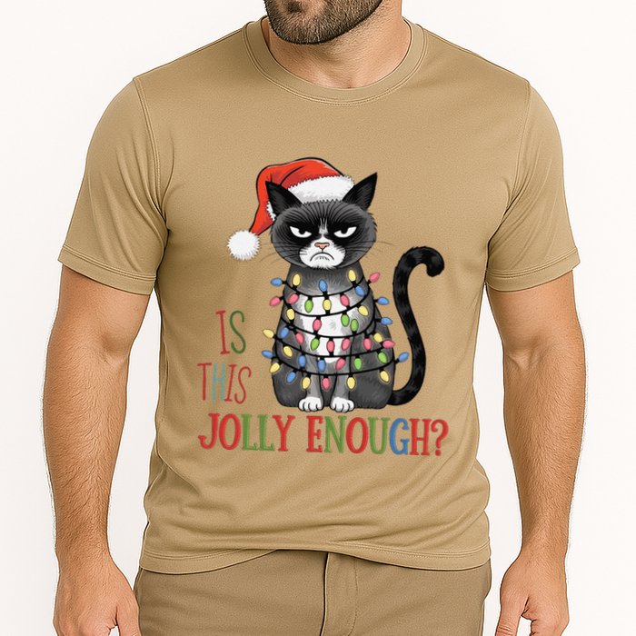 Is This Jolly Enough Xmas Grumpy Christmas Cat Cooling Performance Crew T-Shirt