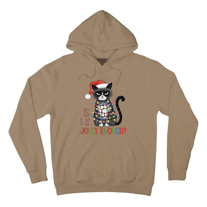 Is This Jolly Enough Xmas Grumpy Christmas Cat Hoodie