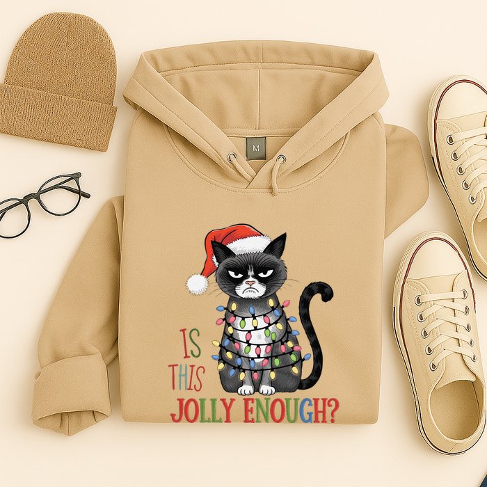 Is This Jolly Enough Xmas Grumpy Christmas Cat Hoodie