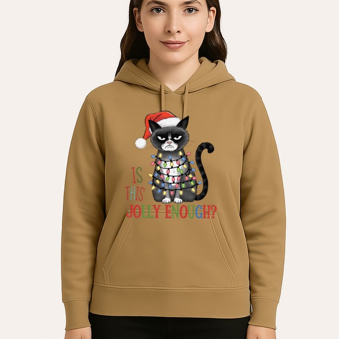 Is This Jolly Enough Xmas Grumpy Christmas Cat Hoodie