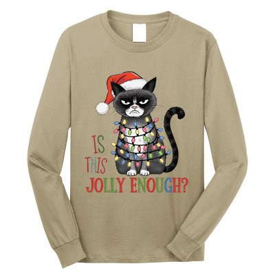 Is This Jolly Enough Xmas Grumpy Christmas Cat Long Sleeve Shirt