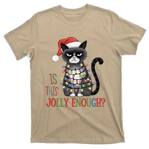 Is This Jolly Enough Xmas Grumpy Christmas Cat T-Shirt