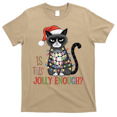 Is This Jolly Enough Xmas Grumpy Christmas Cat T-Shirt