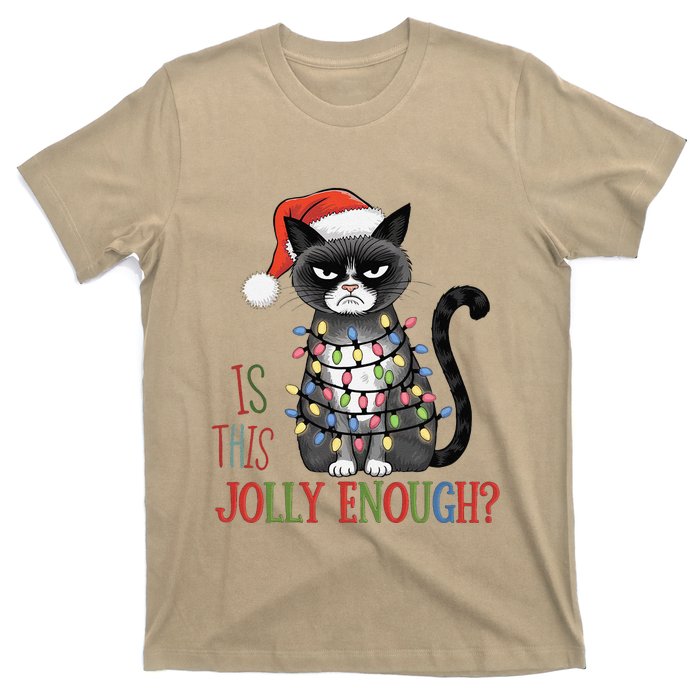 Is This Jolly Enough Xmas Grumpy Christmas Cat T-Shirt