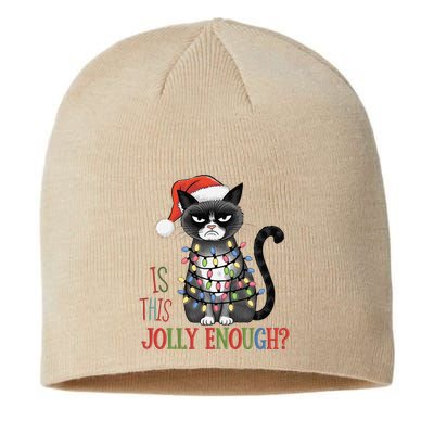 Is This Jolly Enough Xmas Grumpy Christmas Cat Sustainable Beanie