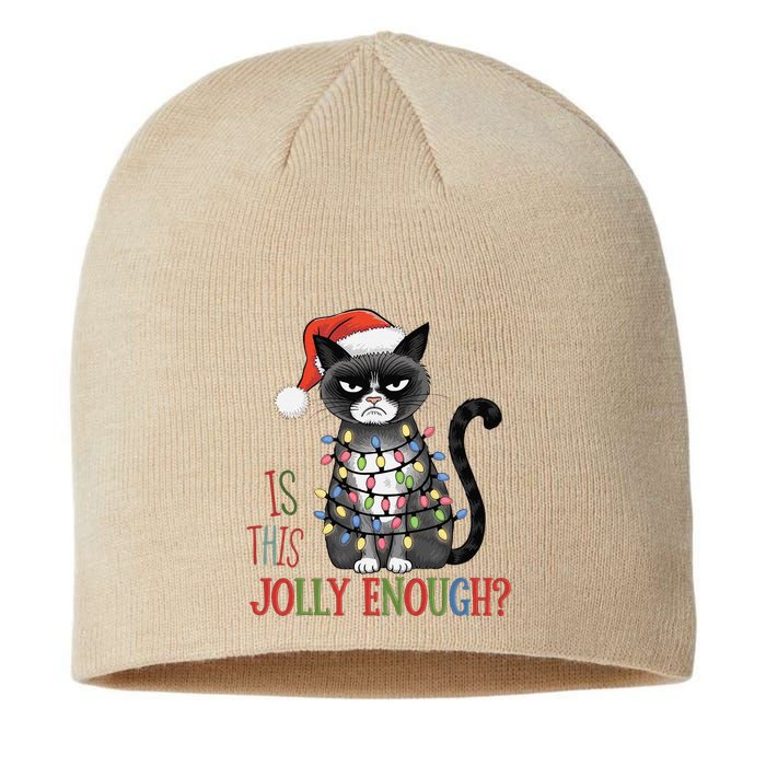 Is This Jolly Enough Xmas Grumpy Christmas Cat Sustainable Beanie