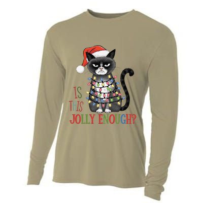 Is This Jolly Enough Xmas Grumpy Christmas Cat Cooling Performance Long Sleeve Crew