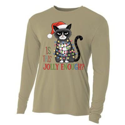 Is This Jolly Enough Xmas Grumpy Christmas Cat Cooling Performance Long Sleeve Crew