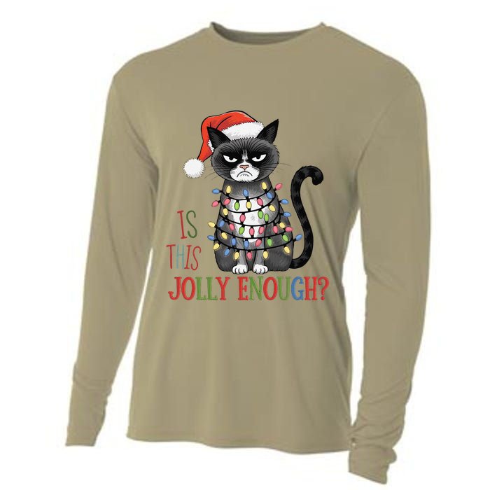 Is This Jolly Enough Xmas Grumpy Christmas Cat Cooling Performance Long Sleeve Crew