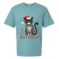 Is This Jolly Enough Xmas Grumpy Christmas Cat Sueded Cloud Jersey T-Shirt
