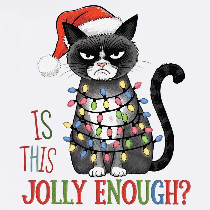 Is This Jolly Enough Xmas Grumpy Christmas Cat Garment-Dyed Sweatshirt