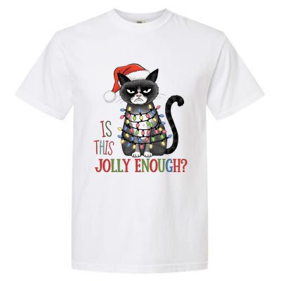 Is This Jolly Enough Xmas Grumpy Christmas Cat Garment-Dyed Heavyweight T-Shirt