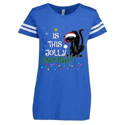 Is This Jolly Enough Noel Black Cat Pajama Xmas  Enza Ladies Jersey Football T-Shirt